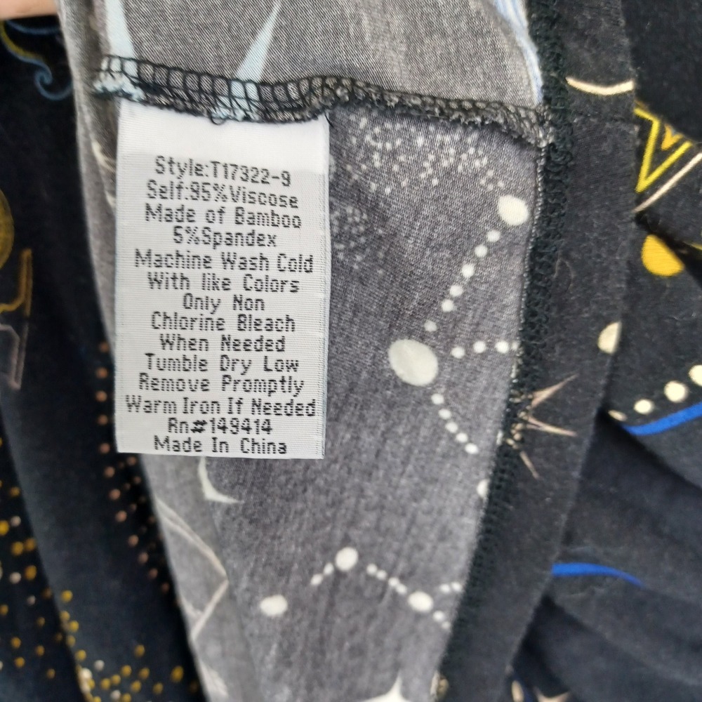 Johnny Was XL Celestial Astrological Bamboo V-Neck Top Charcoal Black Sun Moon - Picture 6 of 8